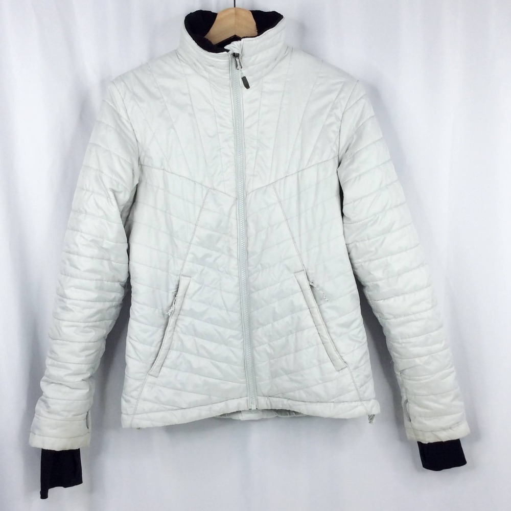 Columbia Omni-Heat Interchange Puffer Jacket Women's Size Medium Lt Gray/White